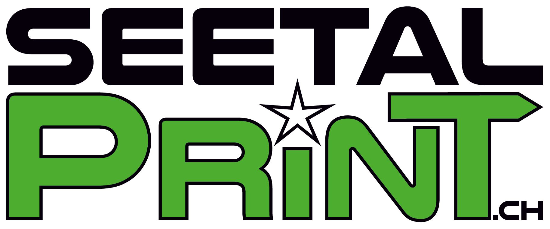 Seetal-Print schwarz/grünes Logo mit Stern